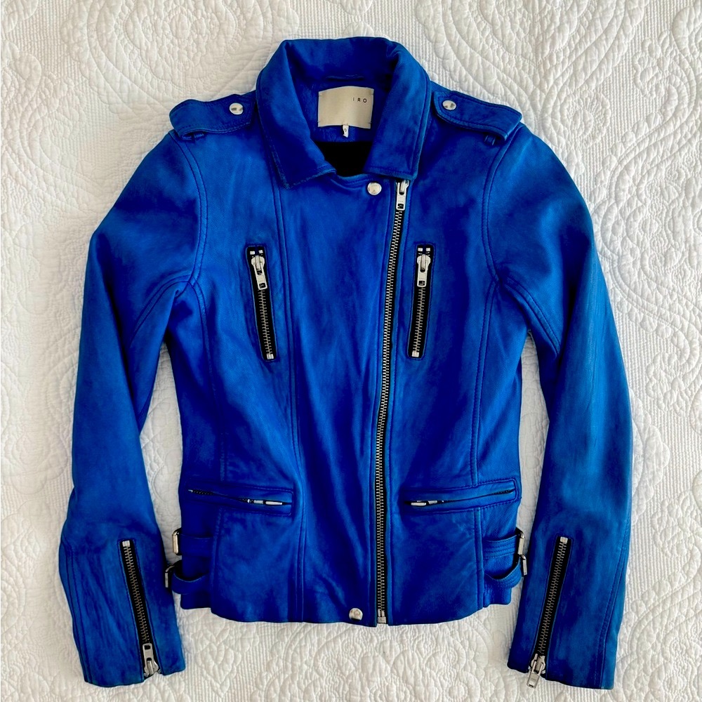 🔥 IRO Blue Leather Biker Jacket 🔥 - Picture 5 of 16